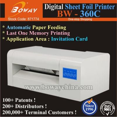 Boway 360c Automatic Paper Sheets Invitation Card Digital Hot Foil Stamping Gliding Machine