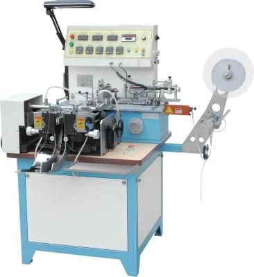 (JZ-2817) Hot and Cold Satin Ribbon Label Cutting and Folding Machine for Woven Label, Nylon Taffeta, Clothing Wash Care Labels