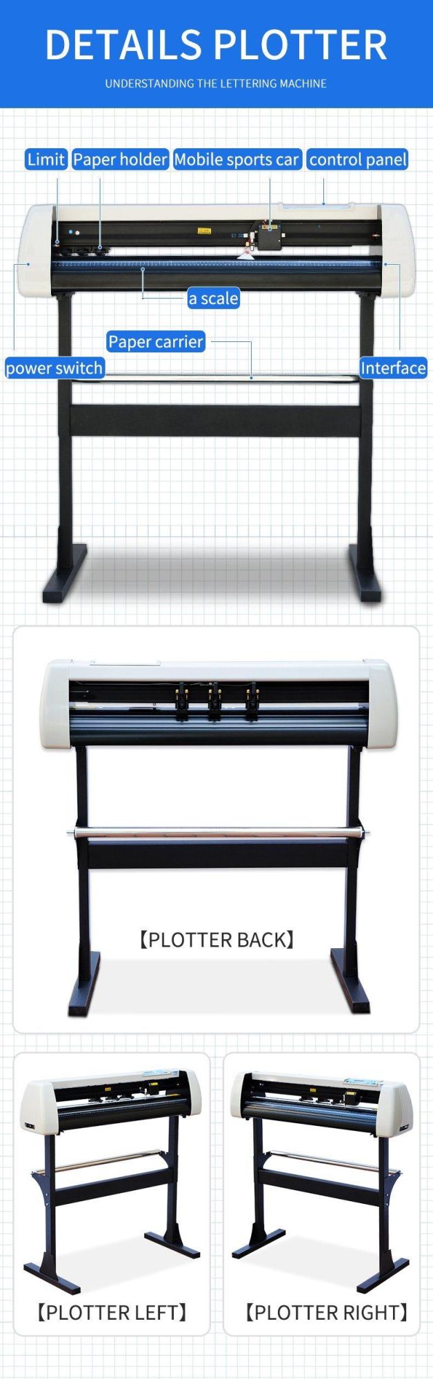 720mm Width Graphic Cutting Machine H800 Vinyl Small Scale Sticker Banner Cutting Armband Printing Plotter