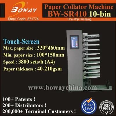 A4 Touch Screen Speed Selection Insert Mode 10bins Paper Sheets Collating Machine