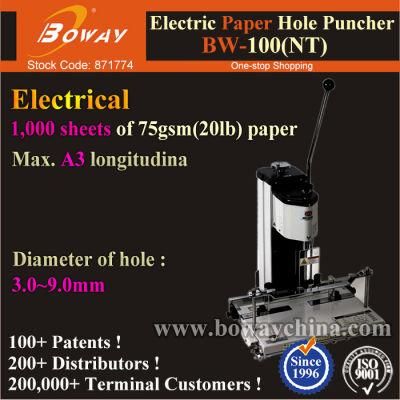 One Single 1 Bore Electric A3 A4 Size Notebook Book Block 1000 Sheets Paper Hole Punch Machine