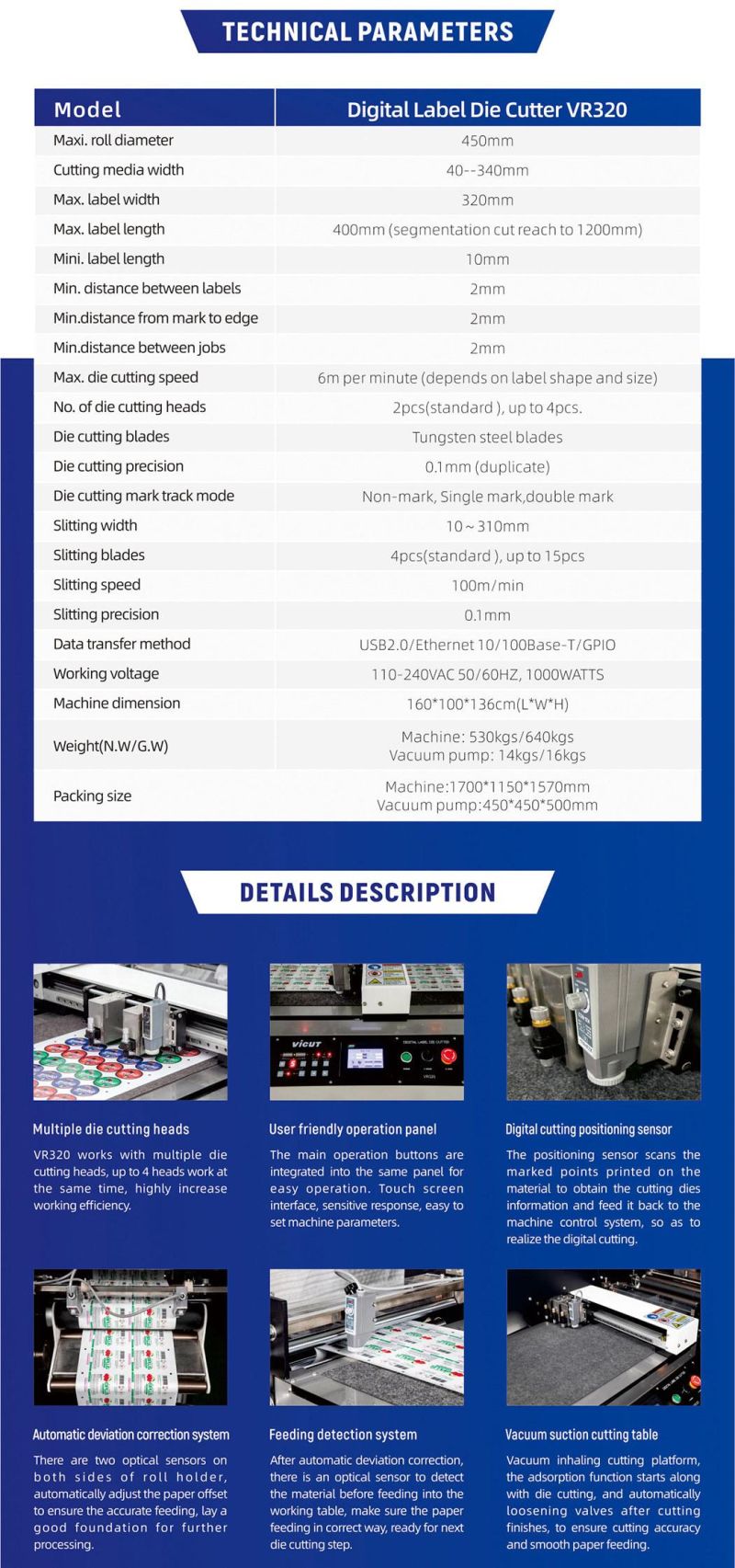 Vicut Vr320 Digital Label Die Cutter Machine/Rotary Die Cutting Machine/Label Die Cutting Machine