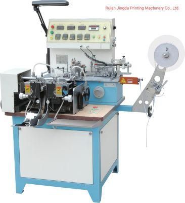 (JZ-2817) Printed Fabric Label Cut and Fold Machine Price, Woven Label Cutting and Folding Machine for Polyester Satin