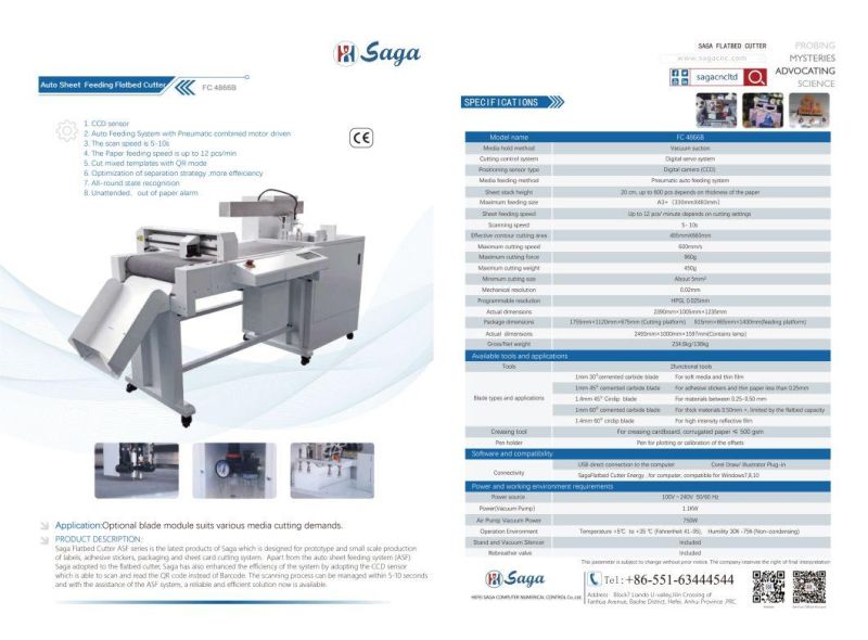 CCD Sensor High Precision Contour Cutting Machine Auto Feeding Flatbed Die Cutter
