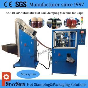 Hot Foil Transfer Stamping Machine for Screw Cap Aluminium Plastic
