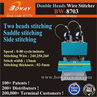 Electirc 2 Heads Flat Side Saddle Staple Booklet Brochure Exercise Book Wire Stitching Machine