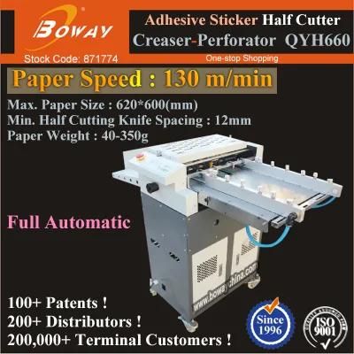 Boway Qyh660 Full Automatic A3 A4 Size Adhesive Sticker Label Paper Half Cutting Creasing Perforating Machine